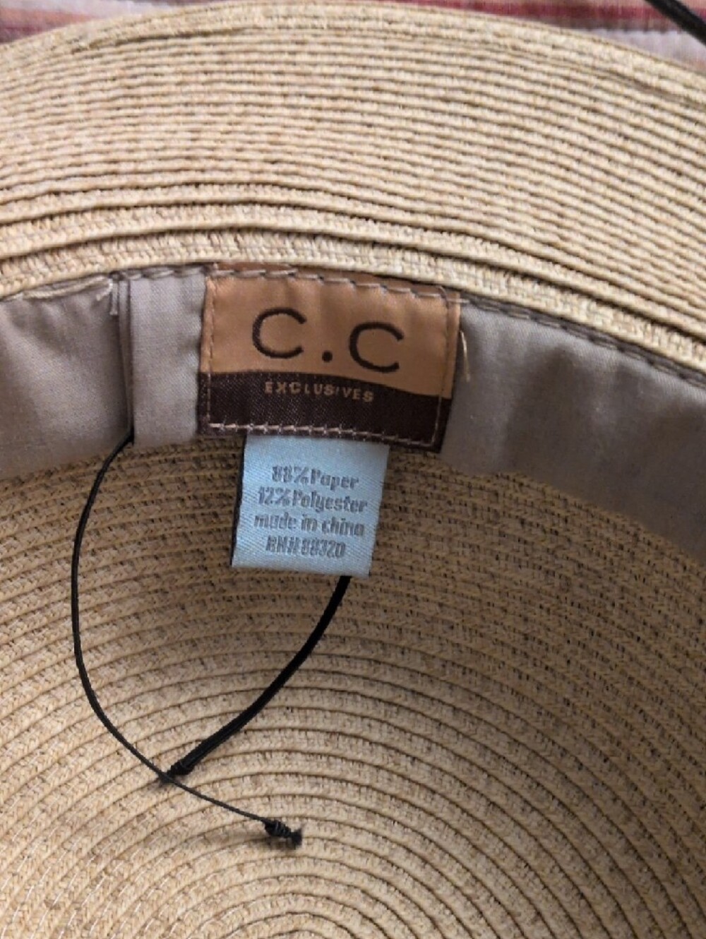Women's Wide-Brim Straw Sun Hat with Chin Cord - Natural - Picture 2 of 2